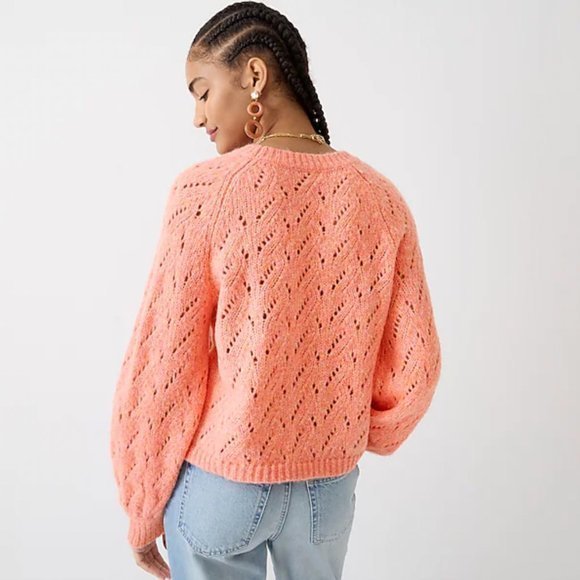 J. Crew Pointelle Wool Blend Crewneck Sweater in Heather Coral Sz XXL NWT - Picture 3 of 10